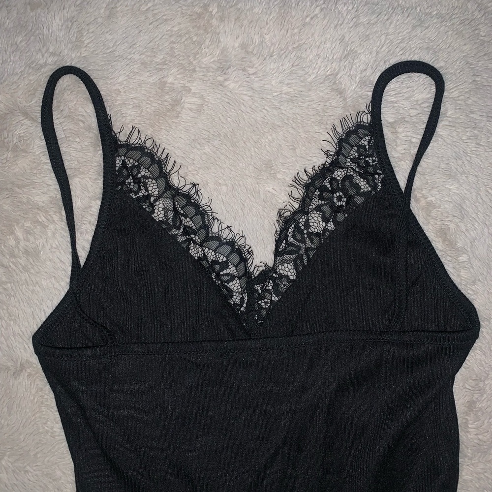 BooHoo Black Lace Bodysuit Size 6